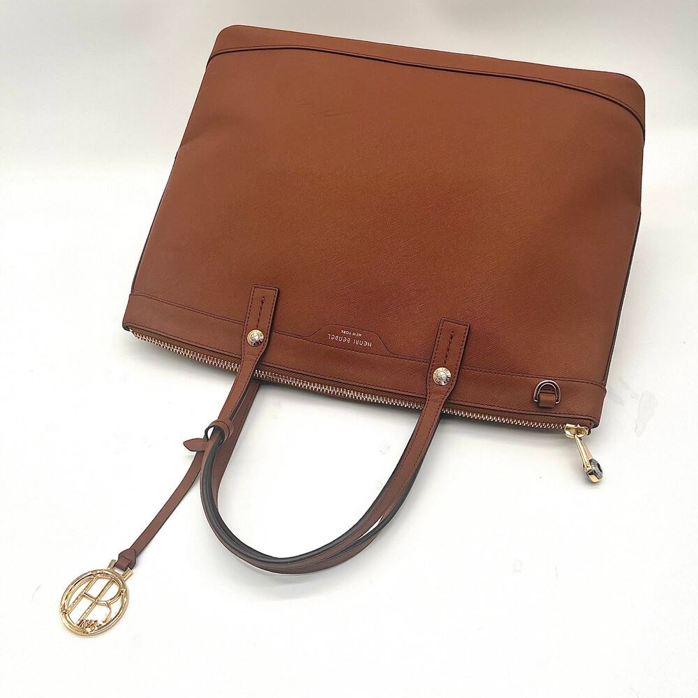 HENRI BENDEL Leather Satchel, Large Brown Tote - Picture 5 of 13